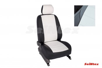 Чехлы для сидений (AmbienteTrend) Seintex (экокожа) Ford Focus  3 (2010-2019) универсал дорестайлинг, хэтчбэк дорестайлинг, седан дорестайлинг, седан рестайлинг, универсал рестайлинг, хэтчбэк рестайлинг (Черный+белый)