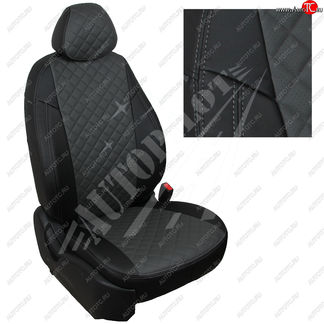 8 399 р. Чехлы сидений AUTOPILOT Экокожа (AmbienteTrend, задние спинка и сиденье 60/40)  Ford Focus  3 (2010-2019) универсал дорестайлинг, хэтчбэк дорестайлинг, седан дорестайлинг, седан рестайлинг, универсал рестайлинг, хэтчбэк рестайлинг (Черный + Темно серый)  с доставкой в г. Майкоп