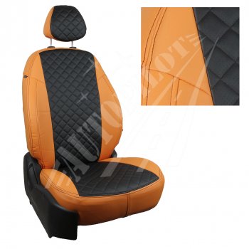 Чехлы сидений AUTOPILOT Экокожа Ромб (AmbienteTrend, задние спинка и сиденье 60/40) Ford Focus  3 (2010-2019) универсал дорестайлинг, хэтчбэк дорестайлинг, седан дорестайлинг, седан рестайлинг, универсал рестайлинг, хэтчбэк рестайлинг (Оранжевый + Черный)