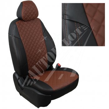 Чехлы сидений AUTOPILOT Экокожа Ромб (Sport/Titanium, Задняя спинка и сиденье 40/60) Ford Focus  3 (2010-2019) универсал дорестайлинг, хэтчбэк дорестайлинг, седан дорестайлинг, седан рестайлинг, универсал рестайлинг, хэтчбэк рестайлинг (Черный + Темно коричневый)