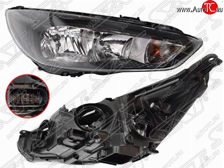 5 499 р. Передняя правая фара SAT (с электрокорректором) Ford Focus 3 хэтчбэк рестайлинг (2014-2019)  с доставкой в г. Майкоп