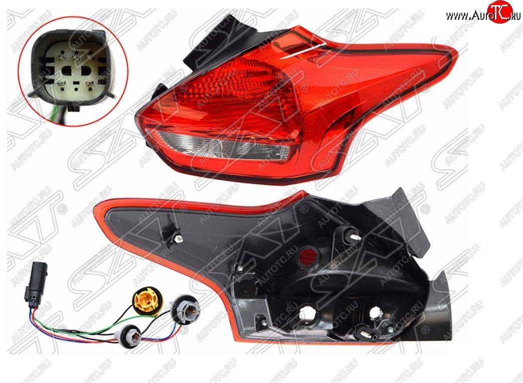 3 579 р. Правый фонарь задний SAT Ford Focus 3 хэтчбэк рестайлинг (2014-2019)  с доставкой в г. Майкоп