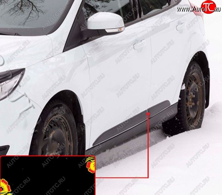 619 р. Молдинг двери задний левый RA Ford Focus 3 хэтчбэк рестайлинг (2014-2019) (Поверхность шагрень)  с доставкой в г. Майкоп
