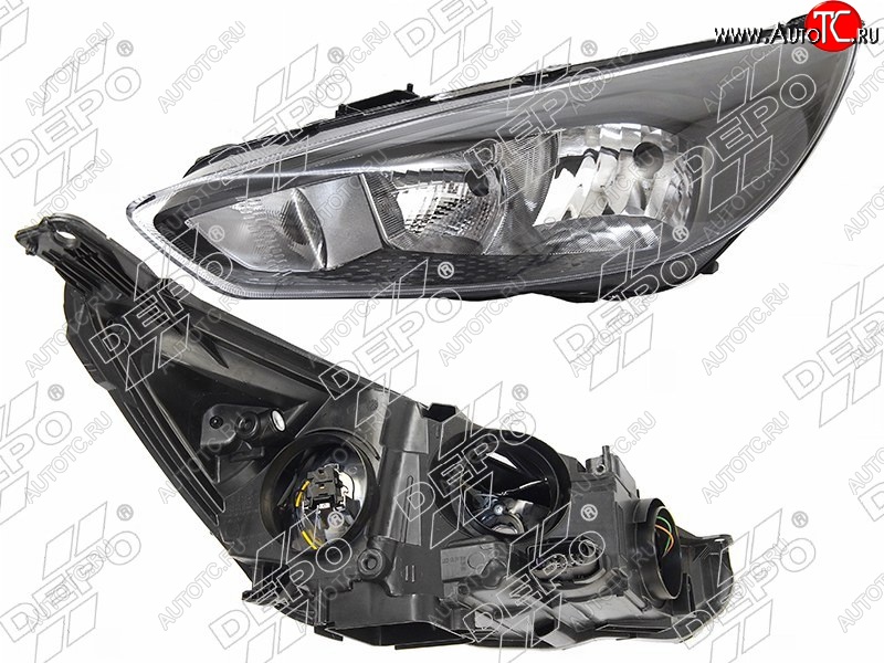 13 349 р. Левая фара DEPO (черная, с электрокорректором) Ford Focus 3 хэтчбэк рестайлинг (2014-2019)  с доставкой в г. Майкоп