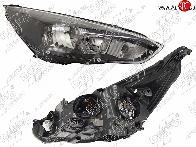 21 199 р. Правая фара DEPO (черная, диодная, с электрокорректором) Ford Focus 3 хэтчбэк рестайлинг (2014-2019)  с доставкой в г. Майкоп