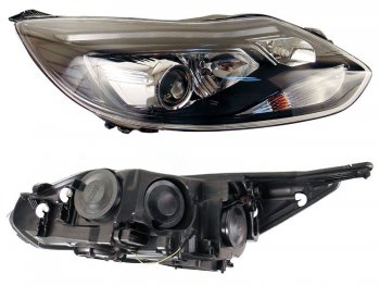 Правая фара SAT (черная, линза, под ксенон) Ford Focus 3 седан дорестайлинг (2011-2015)