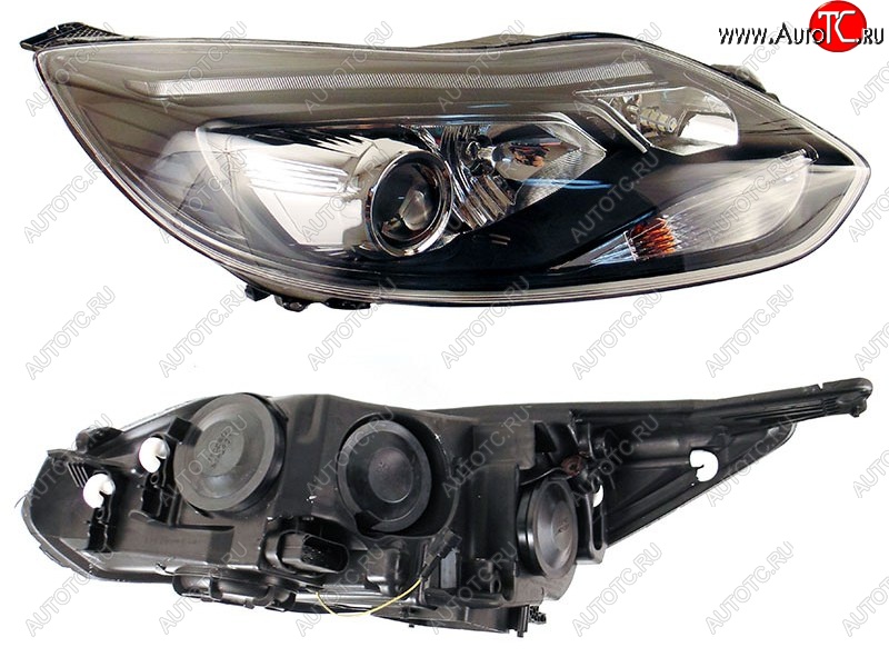 42 999 р. Правая фара SAT (черная, линза, под ксенон) Ford Focus 3 седан дорестайлинг (2011-2015)  с доставкой в г. Майкоп