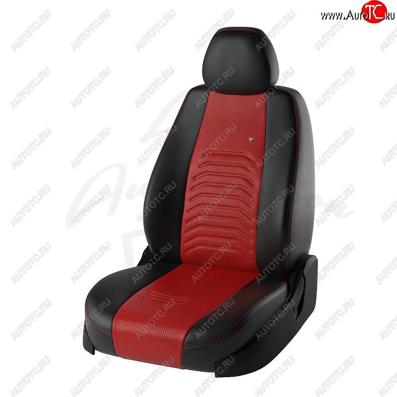10 899 р. Чехлы для сидений Lord Autofashion Денвер (экокожа)  Ford Focus  3 (2010-2019) универсал дорестайлинг, хэтчбэк дорестайлинг, седан дорестайлинг, седан рестайлинг, универсал рестайлинг, хэтчбэк рестайлинг (Чёрный, вставка красная)  с доставкой в г. Майкоп