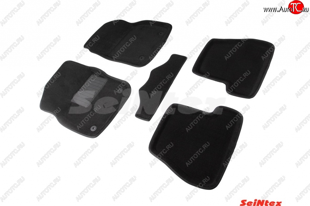 5 449 р. Комплект 3D ковриков в салон (АКПП) Seintex Ford Focus 3 седан дорестайлинг (2011-2015) (Чёрный)  с доставкой в г. Майкоп