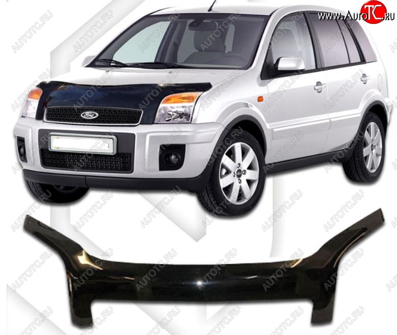 2 899 р. Дефлектор капота CA-Plastiс  Ford Fusion  1 (2002-2012) хэтчбэк дорестайлинг,  рестайлинг, хэтчбэк (Classic черный, Без надписи)  с доставкой в г. Майкоп