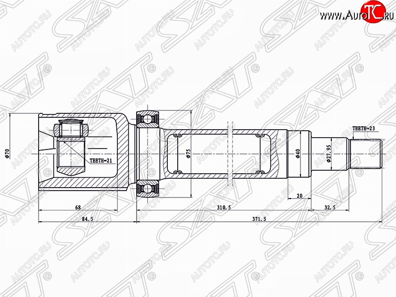 4 599 р. Шрус SAT (внутренний, 21*23*40 мм) Ford Fusion 1 хэтчбэк дорестайлинг (2002-2005)  с доставкой в г. Майкоп
