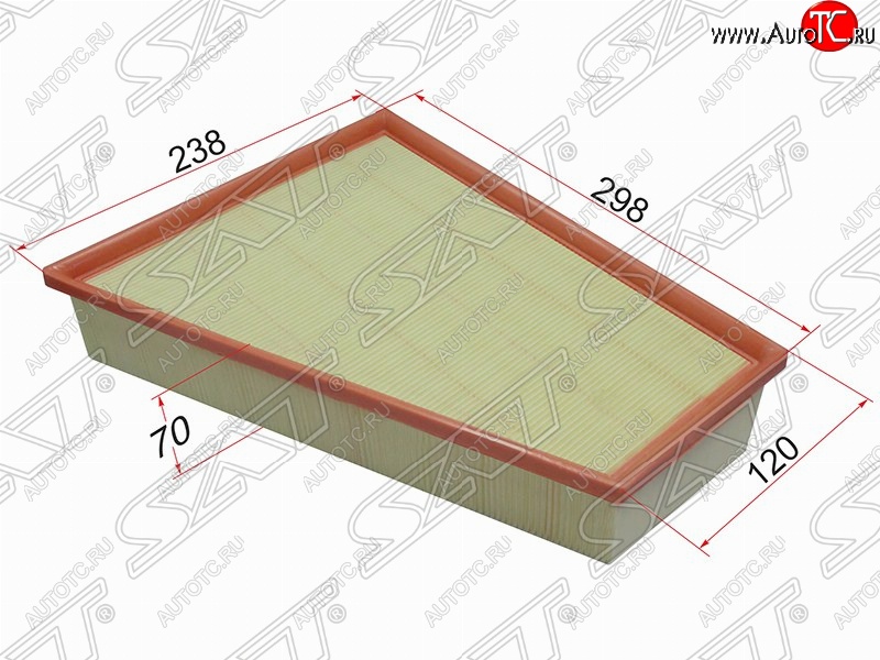 389 р. Фильтр воздушный двигателя SAT (298/120х238х70 mm)  Ford Galaxy  2 (2006-2015), Ford Mondeo (2007-2014), Volvo S80 ( AS60 седан,  AS40,AS70, AS90) (2006-2016), Volvo V70 (2008-2016)  с доставкой в г. Майкоп