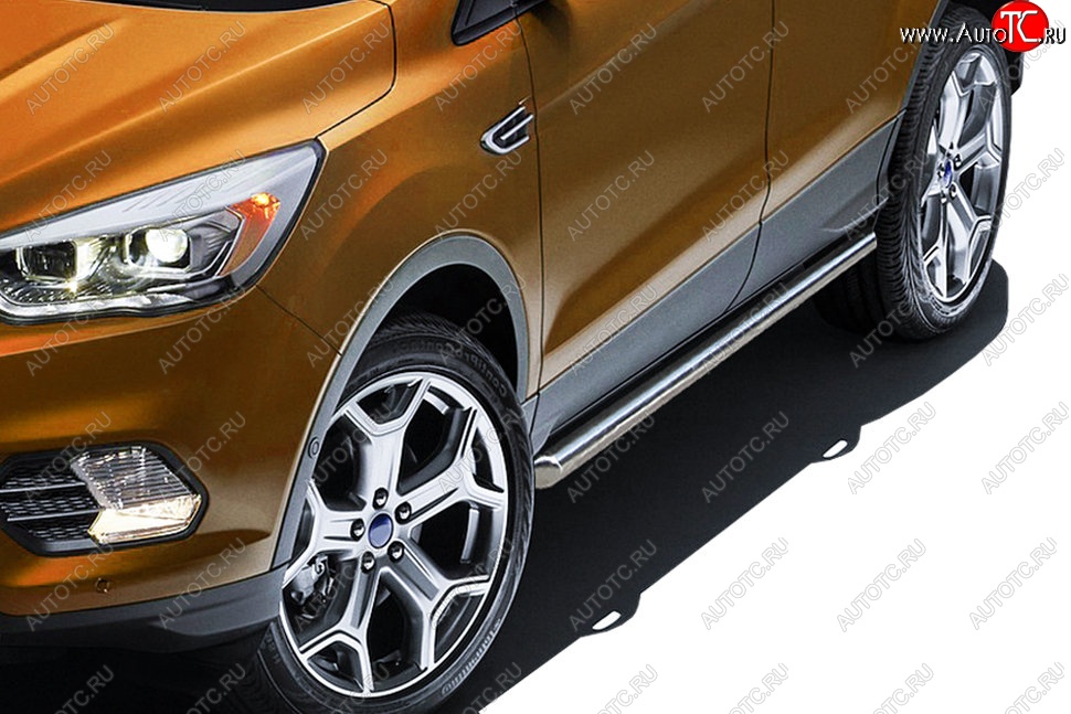 15 849 р. Защита порогов Slitkoff (d57)  Ford Kuga  2 (2016-2019) рестайлинг (Нержавейка, Полированная)  с доставкой в г. Майкоп