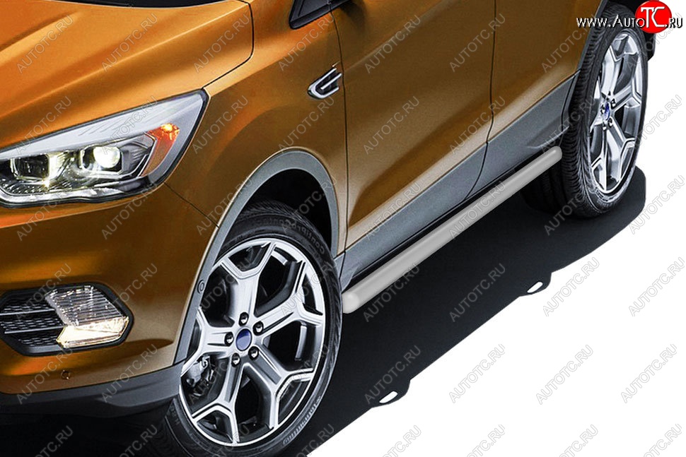 10 999 р. Защита порогов Slitkoff (d57)  Ford Kuga  2 (2016-2019) рестайлинг (Сталь с полимерным покрытием. Цвет: серебристый)  с доставкой в г. Майкоп