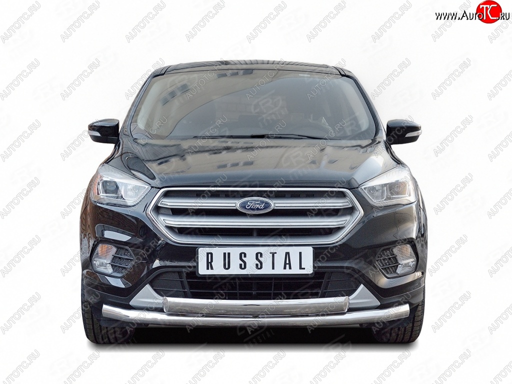 13 699 р. Защита переднего бампера (2 трубыØ63 и 75х42 мм, нержавейка) Russtal Ford Kuga 2 рестайлинг (2016-2019)  с доставкой в г. Майкоп