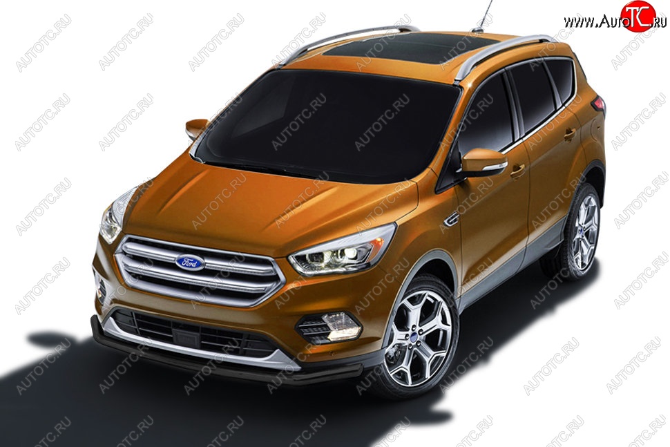 6 899 р. Защита заднего бампера Slitkoff (d57)  Ford Kuga  2 (2016-2019) рестайлинг (Сталь с полимерным покрытием. Цвет: чёрный)  с доставкой в г. Майкоп