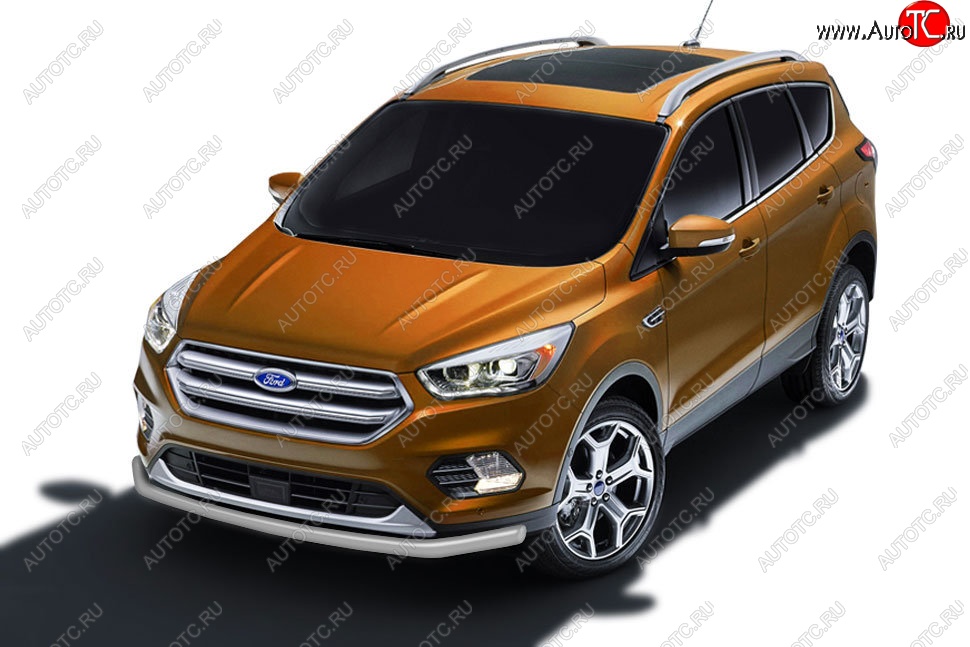 6 899 р. Защита заднего бампера Slitkoff (d57)  Ford Kuga  2 (2016-2019) рестайлинг (Сталь с полимерным покрытием. Цвет: серебристый)  с доставкой в г. Майкоп