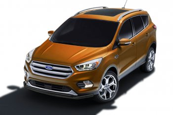 Защита заднего бампера Slitkoff (двойная, d57/42) Ford Kuga  2 (2016-2019) рестайлинг (Сталь с полимерным покрытием. Цвет: чёрный)