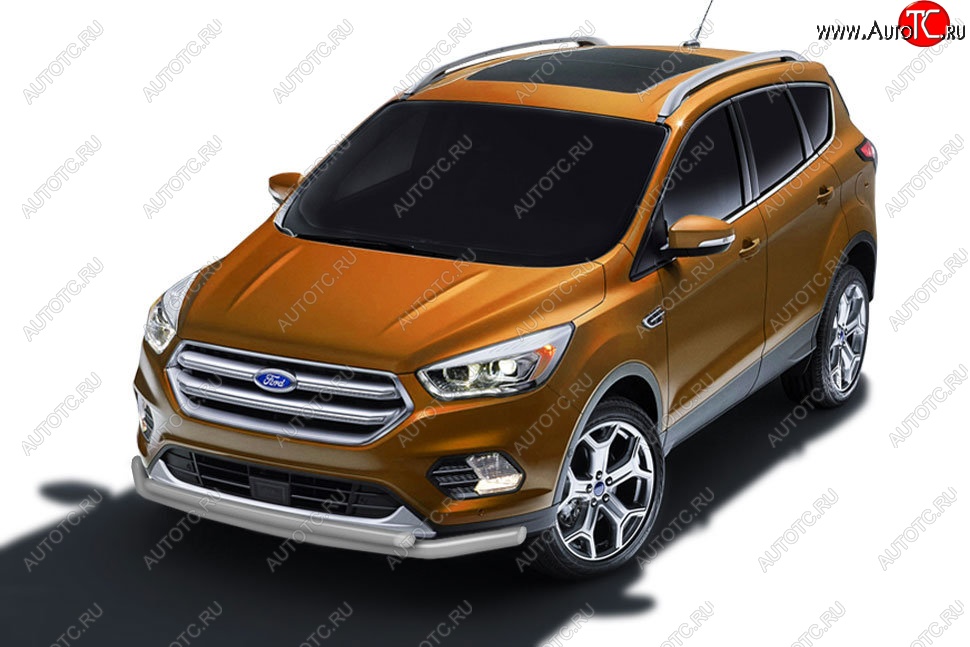 8 199 р. Защита заднего бампера Slitkoff (двойная, d57/42)  Ford Kuga  2 (2016-2019) рестайлинг (Сталь с полимерным покрытием. Цвет: серебристый)  с доставкой в г. Майкоп