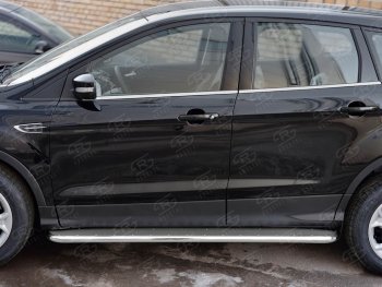 35 549 р. Широкая защита порогов с трубой d42 мм с нержавеющим листом SLITKOFF v3  Ford Kuga  2 (2016-2019) рестайлинг  с доставкой в г. Майкоп. Увеличить фотографию 3