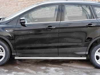 19 999 р. Защита порогов из круглой трубы диаметром 63 мм SLITKOFF v3  Ford Kuga  2 (2016-2019) рестайлинг  с доставкой в г. Майкоп. Увеличить фотографию 2