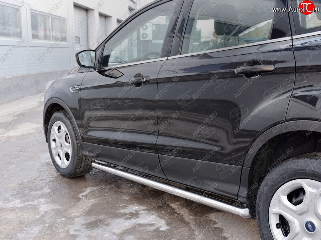 19 999 р. Защита порогов из круглой трубы диаметром 63 мм SLITKOFF v3  Ford Kuga  2 (2016-2019) рестайлинг  с доставкой в г. Майкоп