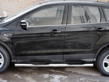 24 549 р. Защита порогов с пластиковыми вставками для ног из круглой трубы d76 мм SLITKOFF v3 Ford Kuga 2 рестайлинг (2016-2019)  с доставкой в г. Майкоп. Увеличить фотографию 2