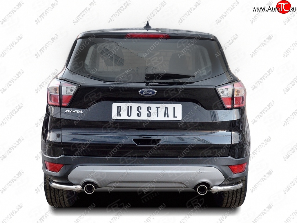 12 599 р. Защита заднего бампера (Ø42 мм уголки, нержавейка) SLITKOFF  Ford Kuga  2 (2016-2019) рестайлинг  с доставкой в г. Майкоп