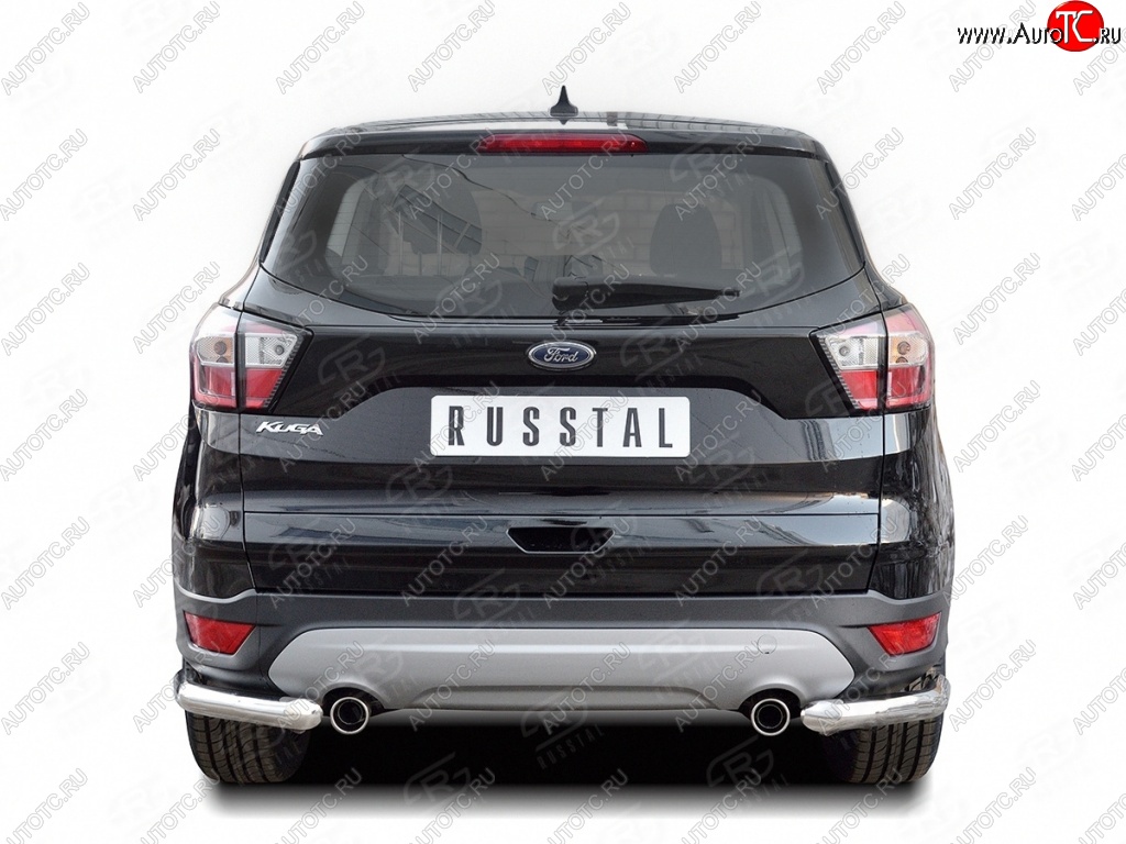 13 999 р. Защита заднего бампера (Ø63 мм уголки, нержавейка) SLITKOFF  Ford Kuga  2 (2016-2019) рестайлинг  с доставкой в г. Майкоп