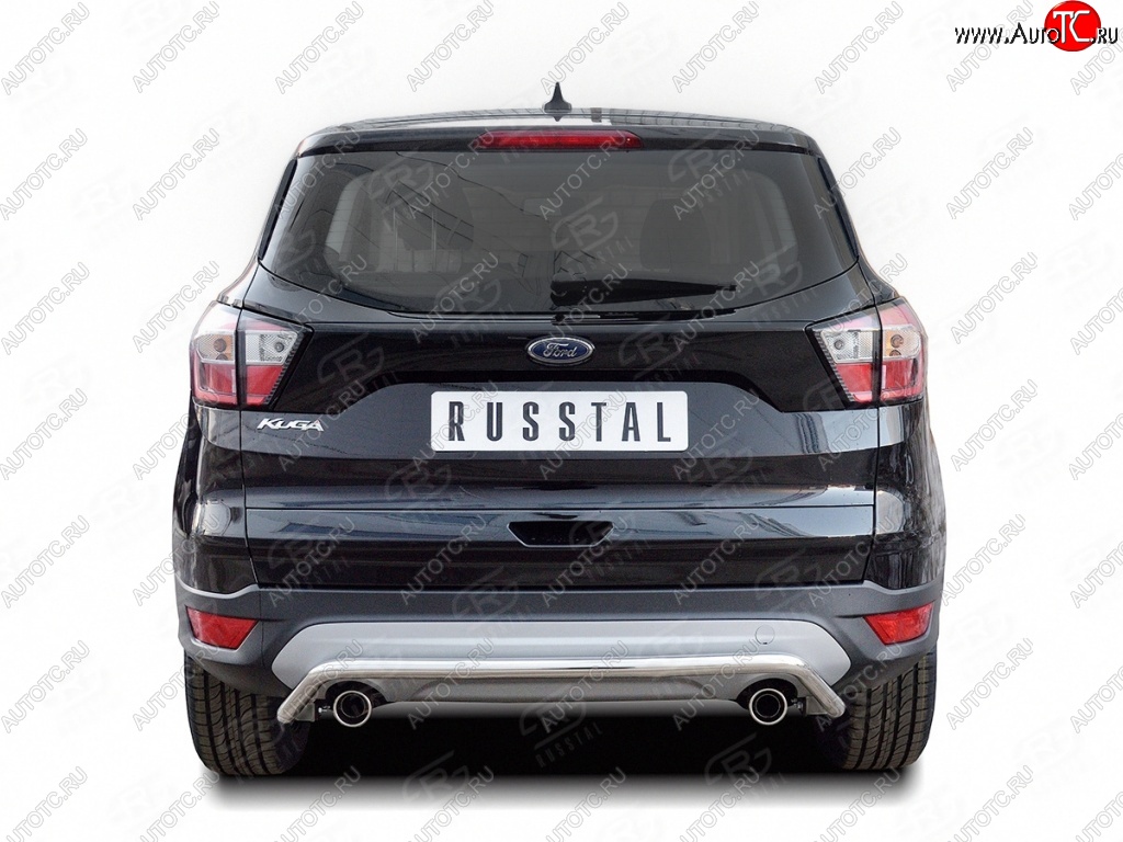 12 999 р. Защита заднего бампера (Ø42 мм волна, нержавейка) SLITKOFF Ford Kuga 2 рестайлинг (2016-2019)  с доставкой в г. Майкоп