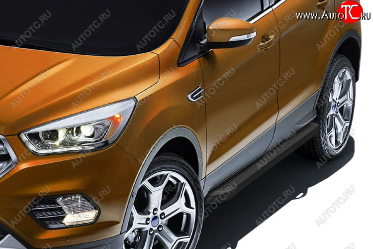 13 349 р. Пороги алюминиевые Slitkoff  Ford Kuga  2 (2016-2019) рестайлинг (Optima Black )  с доставкой в г. Майкоп