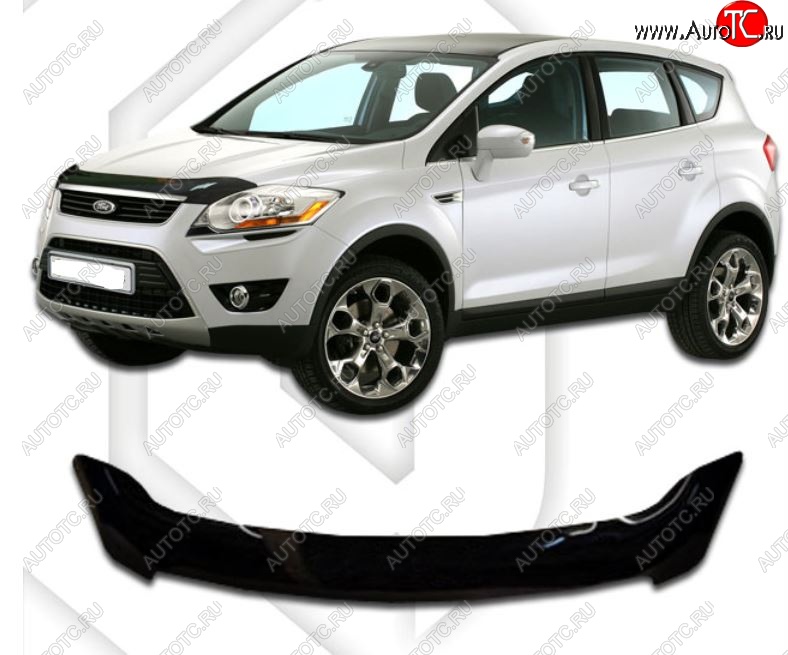 2 199 р. Дефлектор капота CA-Plastic  Ford Kuga  1 (2008-2013) (серия Classic черный, Без надписи)  с доставкой в г. Майкоп