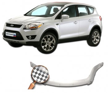 2 479 р. Дефлектор капота CA-Plastiс  Ford Kuga  1 (2008-2013) (серия Шелкография белая)  с доставкой в г. Майкоп. Увеличить фотографию 2