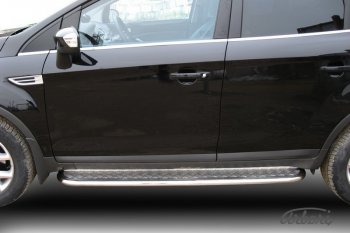 Защита штатных порогов с листом Arbori (труба - нержавейка d42, лист - алюминий) Ford Kuga 1 (2008-2013)
