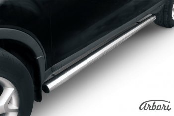 Защита штатных порогов Arbori (нержавейка, d76 mm). Ford Kuga 1 (2008-2013)