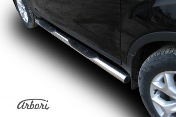 14 579 р. Защита штатных порогов Arbori (с проступью, нержавейка, d76 mm). Ford Kuga 1 (2008-2013)  с доставкой в г. Майкоп. Увеличить фотографию 2