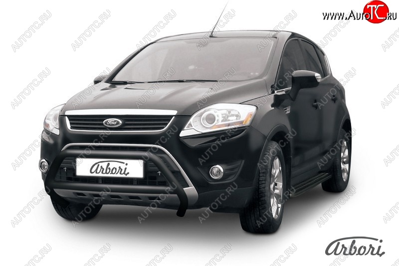 11 789 р. Защита переднего бампера Arbori (низкая, черная, d57 mm) Ford Kuga 1 (2008-2013)  с доставкой в г. Майкоп