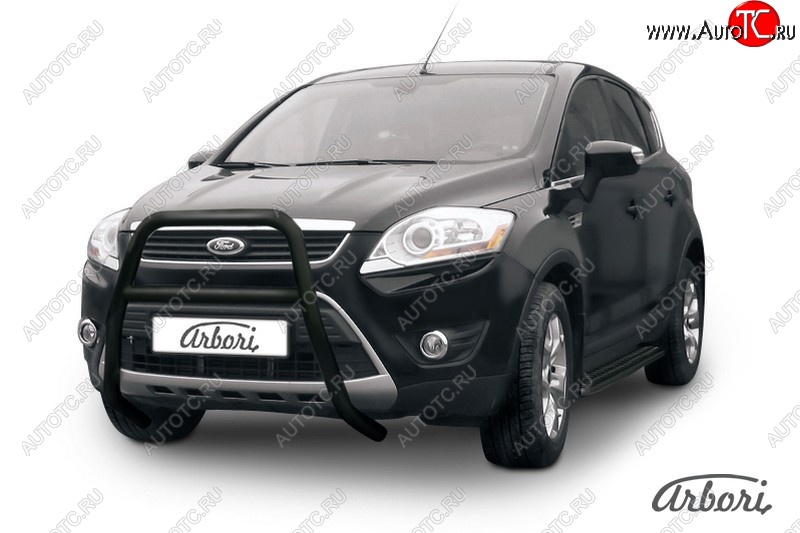 12 788 р. Защита переднего бампера Arbori (высокая с 1 перемычкой, черная, d57 mm) Ford Kuga 1 (2008-2013)  с доставкой в г. Майкоп