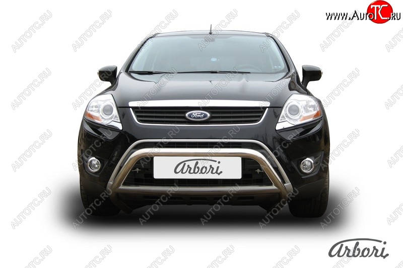 23 939 р. Защита переднего бампера Arbori (низкая с 1 перемычкой, нержавейка, d57 mm) Ford Kuga 1 (2008-2013)  с доставкой в г. Майкоп