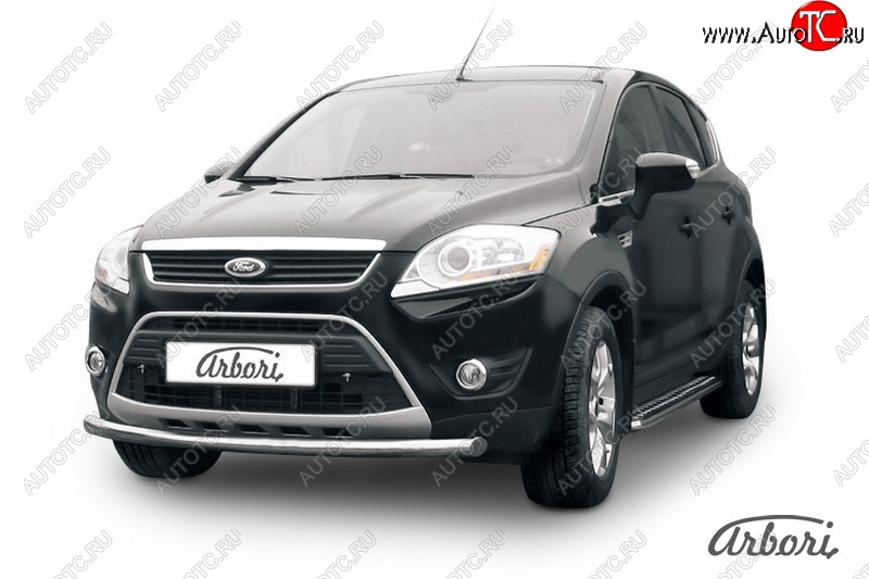 9 899 р. Защита переднего бампера Arbori (нержавейка, 1 труба d57mm) Ford Kuga 1 (2008-2013)  с доставкой в г. Майкоп