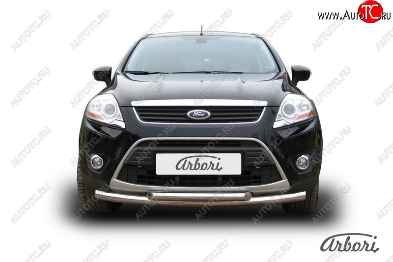 15 119 р. Защита переднего бампера Arbori (нержавейка, 2 трубы d57 и 57 mm) Ford Kuga 1 (2008-2013)  с доставкой в г. Майкоп