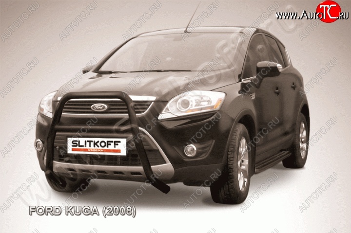 16 899 р. Кенгурятник d57 Slitkoff (высокий, с перемычкой) Ford Kuga 1 (2008-2013) (Цвет: серебристый)  с доставкой в г. Майкоп