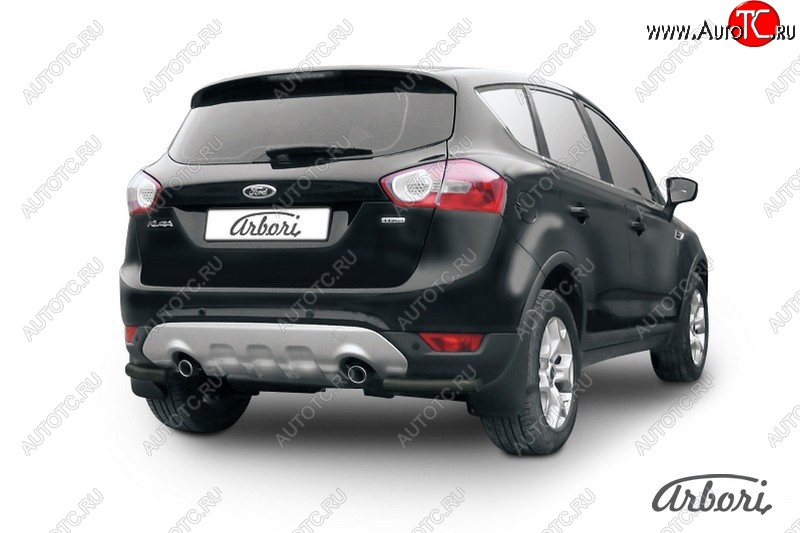 7 019 р. Защита заднего бампера Arbori (уголки, черная, 1 труба d57 mm). Ford Kuga 1 (2008-2013)  с доставкой в г. Майкоп