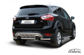 6 389 р. Защита заднего бампера Arbori (уголки, нержавейка, 1 труба d57 mm). Ford Kuga 1 (2008-2013)  с доставкой в г. Майкоп. Увеличить фотографию 2