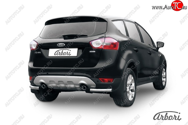 6 389 р. Защита заднего бампера Arbori (уголки, нержавейка, 1 труба d57 mm). Ford Kuga 1 (2008-2013)  с доставкой в г. Майкоп