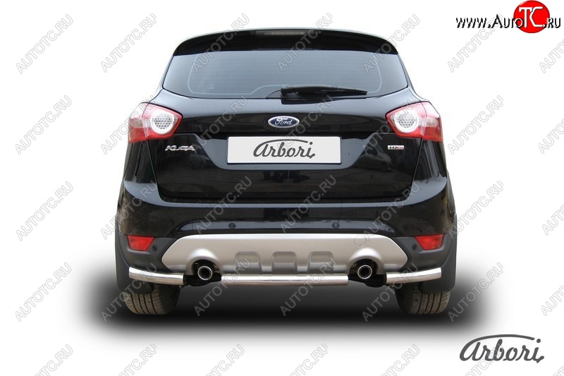 6 389 р. Защита заднего бампера Arbori (нержавейка, 1 труба d57 mm). Ford Kuga 1 (2008-2013)  с доставкой в г. Майкоп