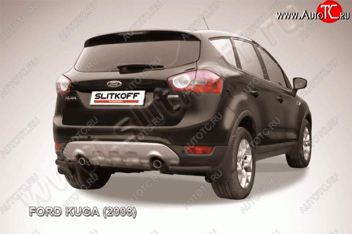4 549 р. Защита заднего бампера из уголков d57 Slitkoff Ford Kuga 1 (2008-2013) (Цвет: серебристый)  с доставкой в г. Майкоп