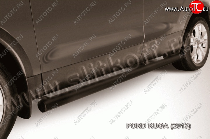 10 599 р. Защита порогов d76 труба Slitkoff Ford Kuga 2 дорестайлинг (2013-2016) (Цвет: серебристый)  с доставкой в г. Майкоп