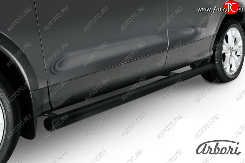 10 349 р. Защита штатных порогов Arbori (черная, d76 mm). Ford Kuga 2 дорестайлинг (2013-2016)  с доставкой в г. Майкоп