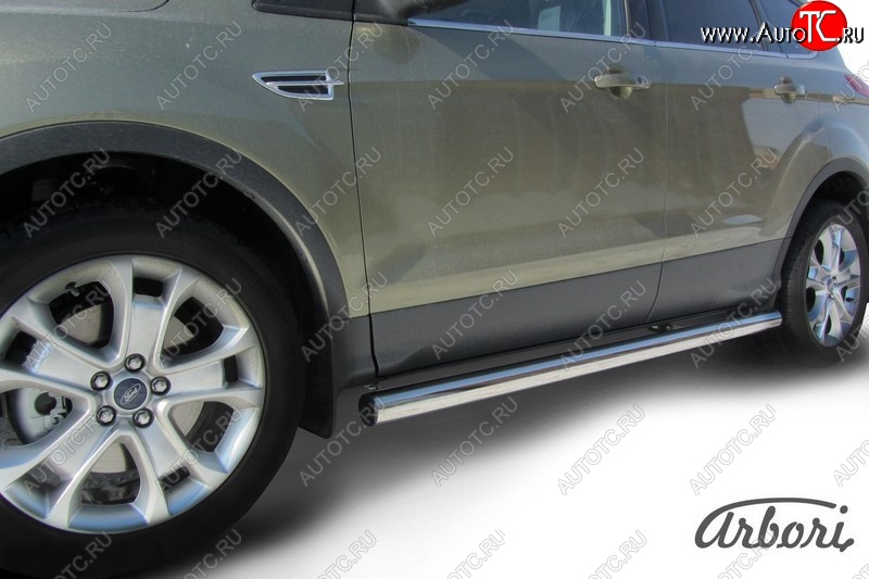 16 019 р. Защита штатных порогов Arbori (нержавейка, d76 mm). Ford Kuga 2 дорестайлинг (2013-2016)  с доставкой в г. Майкоп